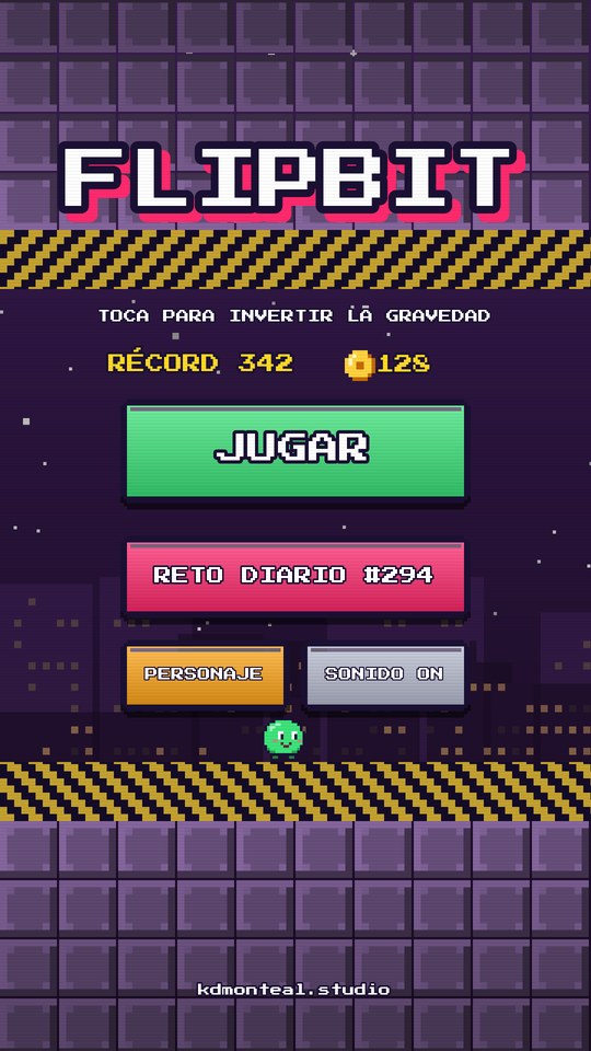 FlipBit menu screen on a phone